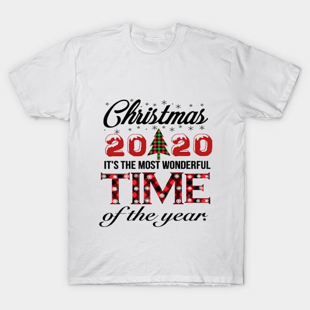 Christmas 2020, Most Wonderful Time Of The Year 2020, Matching Family Christmas Shirts, Buffalo Plaid, T-Shirt by Rabie